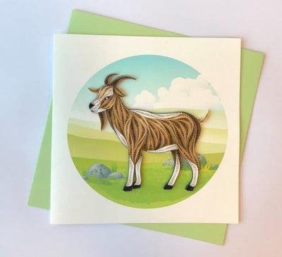 Hand Quilled Greeting Card Goat #10742