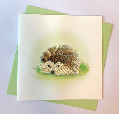 Hand Quilled Greeting Card Hedgehog #10744