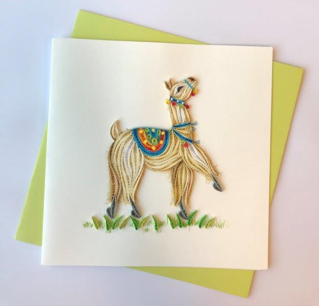 Hand Quilled Greeting Card LLama #10756