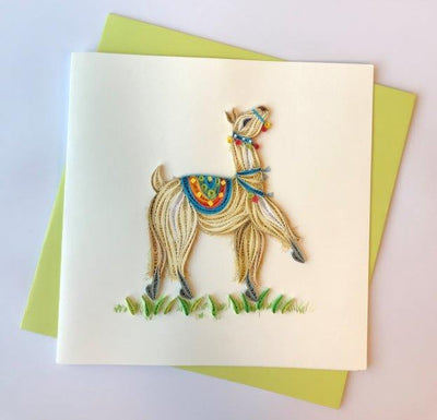 Hand Quilled Greeting Card LLama #10756