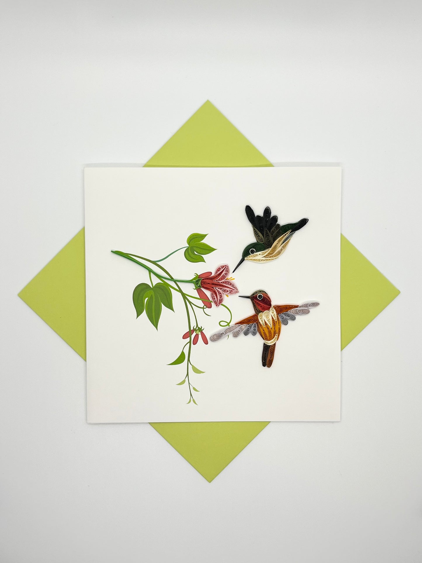 Hand Quilled Greeting Card Hummingbirds #10966
