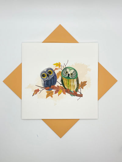 Hand Quilled Greeting Card Owl #10987