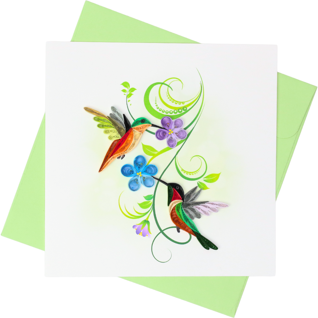 Hand Quilled Greeting Cards Rainbow Hummingbird #12124