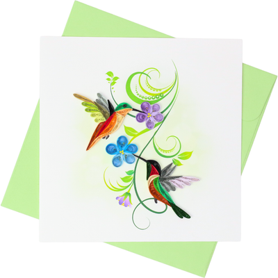 Hand Quilled Greeting Cards Rainbow Hummingbird #12124