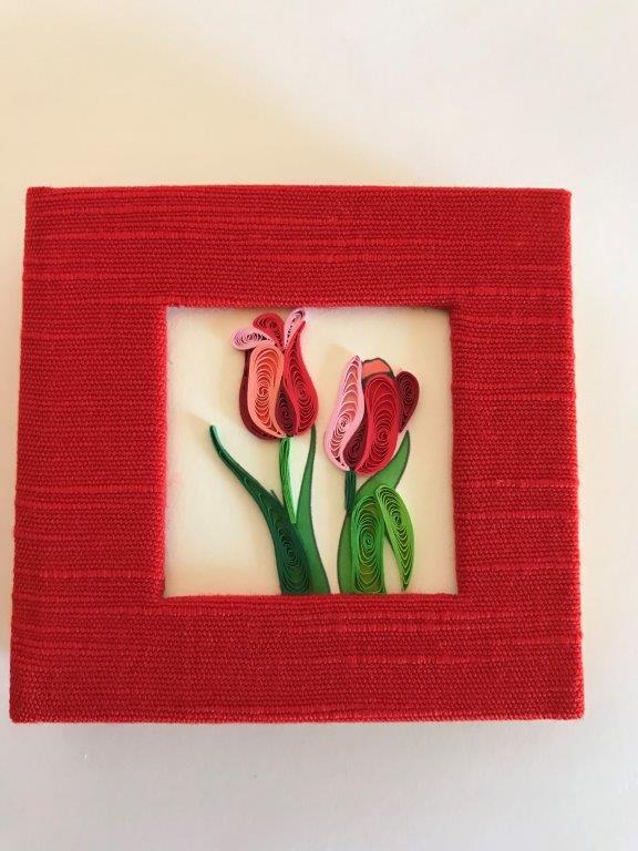 Hand Quilled Sticky Note Cover Tulips #SN10382