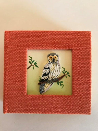 Hand Quilled Sticky Note Cover Snow Owl #SN10401