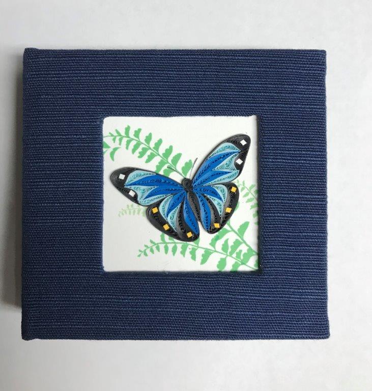 Hand Quilled Sticky Note Cover Forget Blue Morpho #SN10450