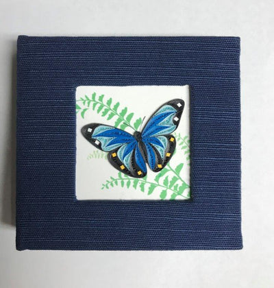 Hand Quilled Sticky Note Cover Forget Blue Morpho #SN10450