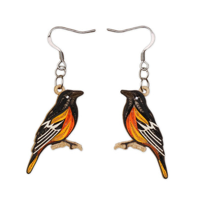 Hand Quilled Oriole Earrings #QE12172