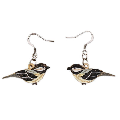 Hand Quilled Chickadee Earrings #QE12166