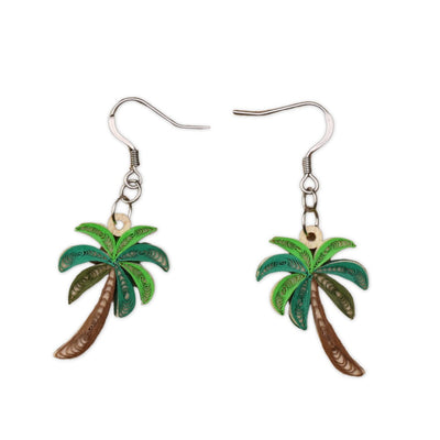 Hand Quilled Palm Tree Earrings #QE12176