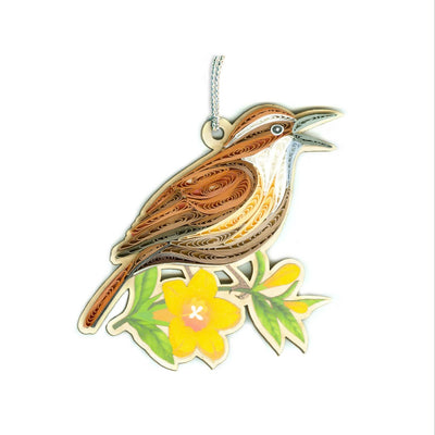 Hand Quilled Carolina Wren Ornament #QO12185