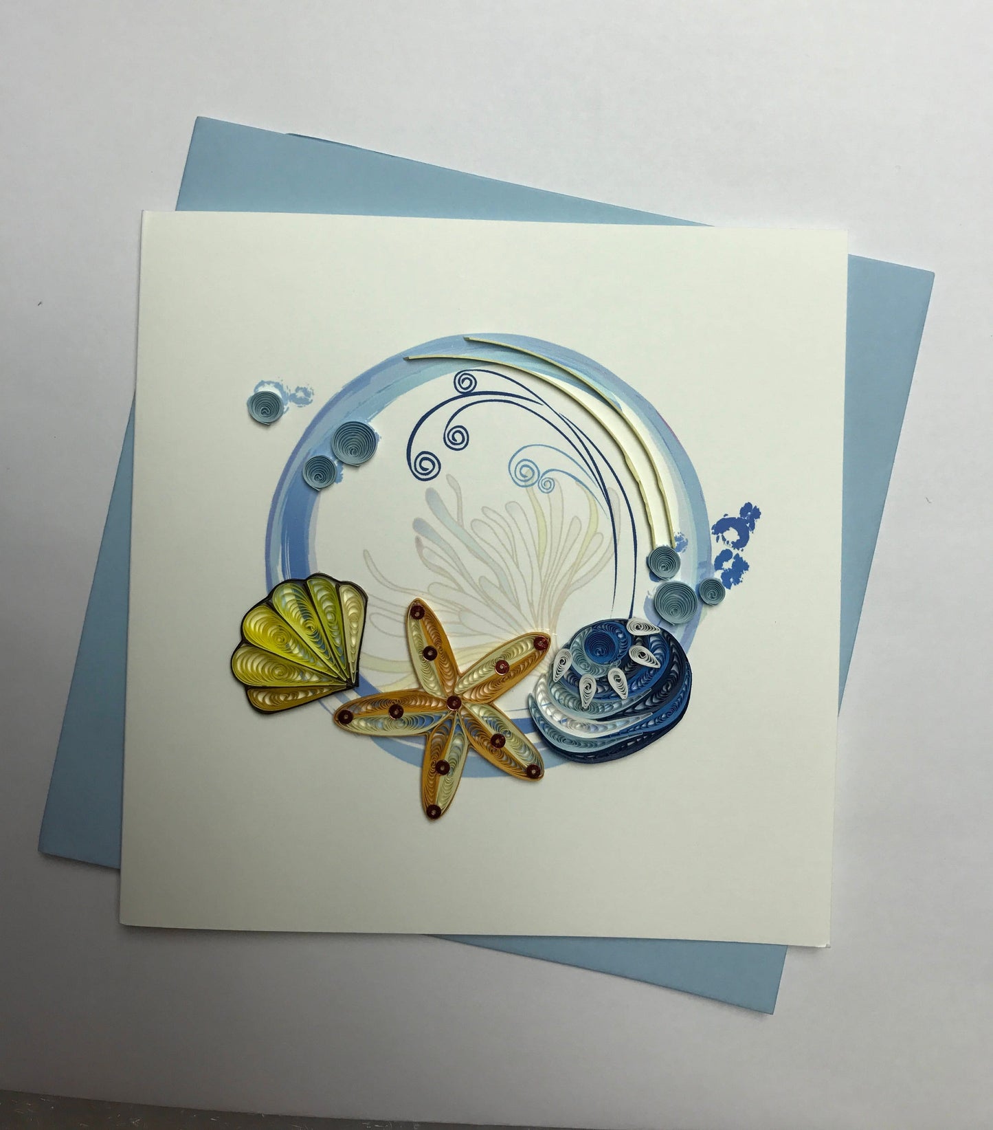 Hand Quilled Greeting Card Sea Shells #QC10276