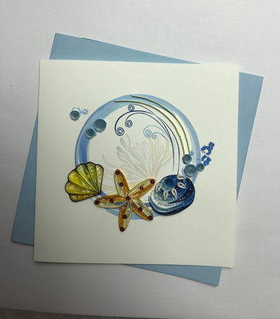 Hand Quilled Greeting Card Sea Shells #QC10276