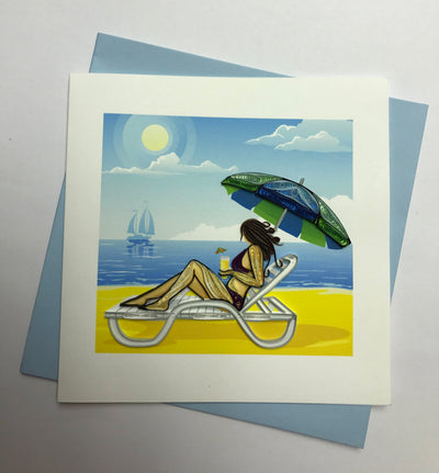 Hand Quilled Greeting Card Beach Chair # QC10278
