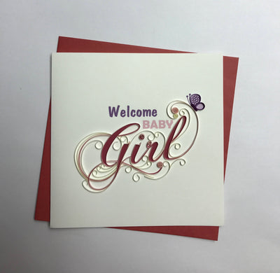 Hand Quilled Greeting Card Girl Card #10274
