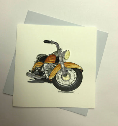 Hand Quilled Greeting Card Motorcycle #QC10282