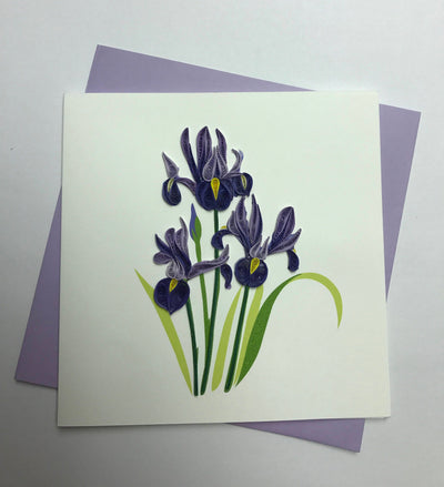 Hand Quilled Greeting Card Iris #QC10268