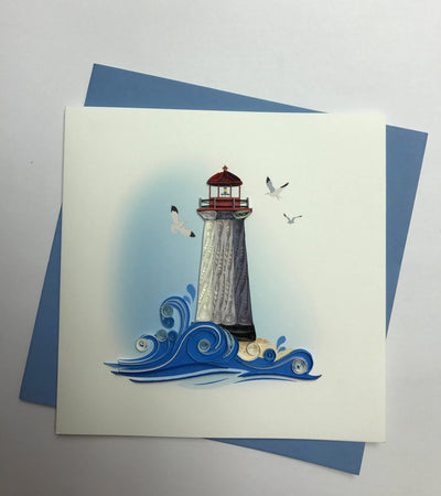 Hand Quilled Greeting Card Lighthouse #QC10258