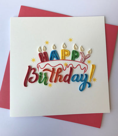 Hand Quilled Greeting Card Happy Birthday Candles #10537