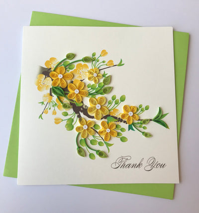 Hand Quilled Greeting Card Floral Thank you #QC10559