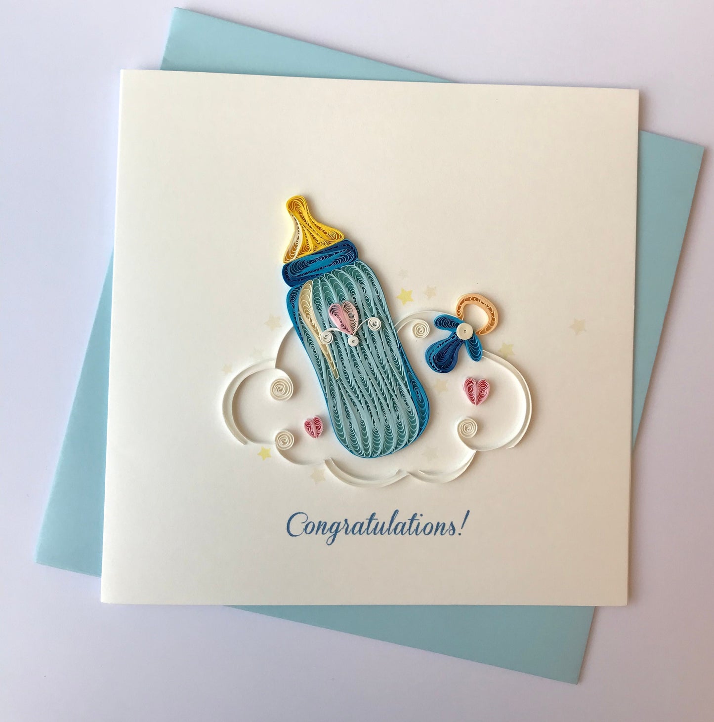 Hand Quilled Greeting Card Boy Congratulations #QC10573