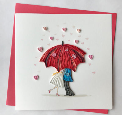 Hand Quilled Greeting Card Love Umbrella #QC10505