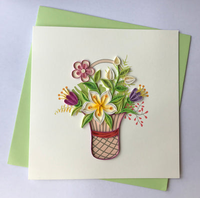 Hand Quilled Greeting Card Flower Bouquet #QC10531