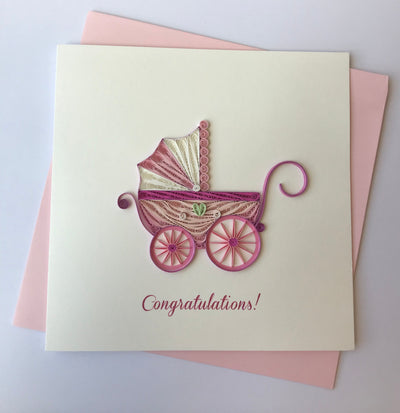 Hand Quilled Greeting Card Baby Girl #QC10576
