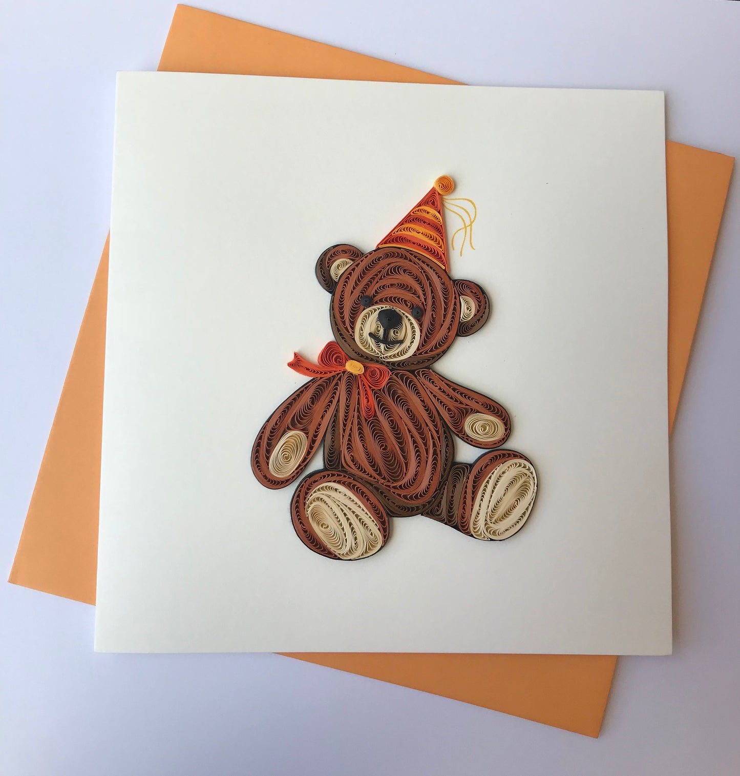 Hand Quilled Greeting Card Teddy Bear #QC10546