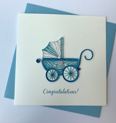 Hand Quilled Greeting Card Baby Boy #QC10574