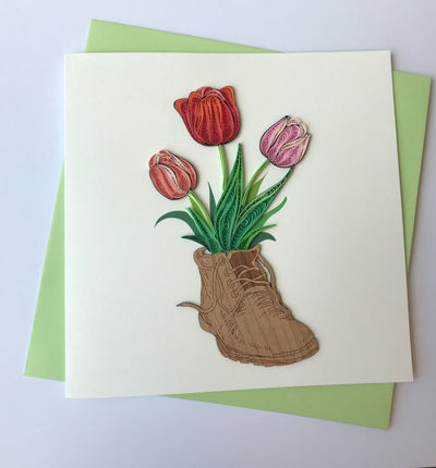 Hand Quilled Greeting Card TULIPS  #QC10560