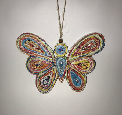Hand Quilled recycled Magazine Butterfly Ornament #QC10638