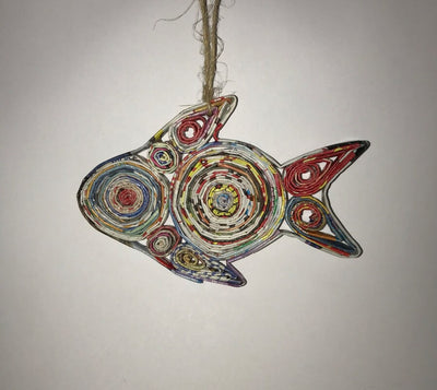 Hand Quilled Recycled Fish Ornament #QO10640