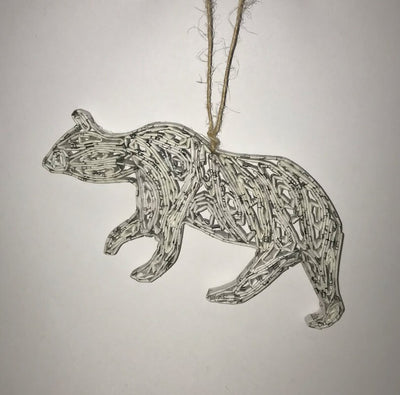 Hand Quilled Recycled Magazine Bear Ornament #QO10651