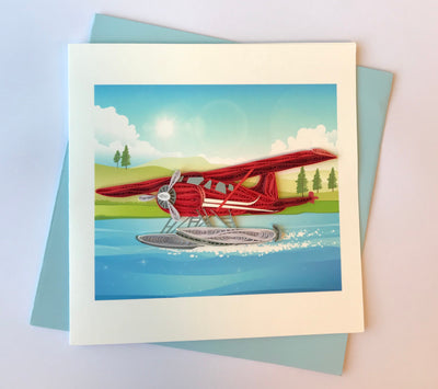 Hand Quilled Greeting Card Bi-Plane #QC10739