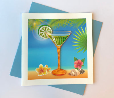 Hand Quilled Greeting Card Martini #QC10746