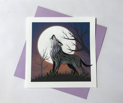 Hand Quilled Greeting Card Wolf #QC