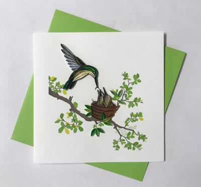 Hand Quilled Greeting Card Hummingbird #QC