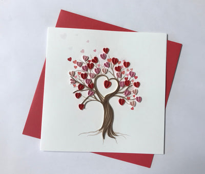 Hand Quilled Greeting Card Love Heart Tree #QC