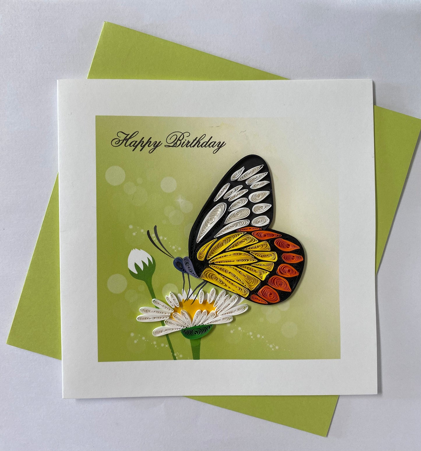 Hand Quilled Greeting Card Butterfly Happy Birthday #QC10949