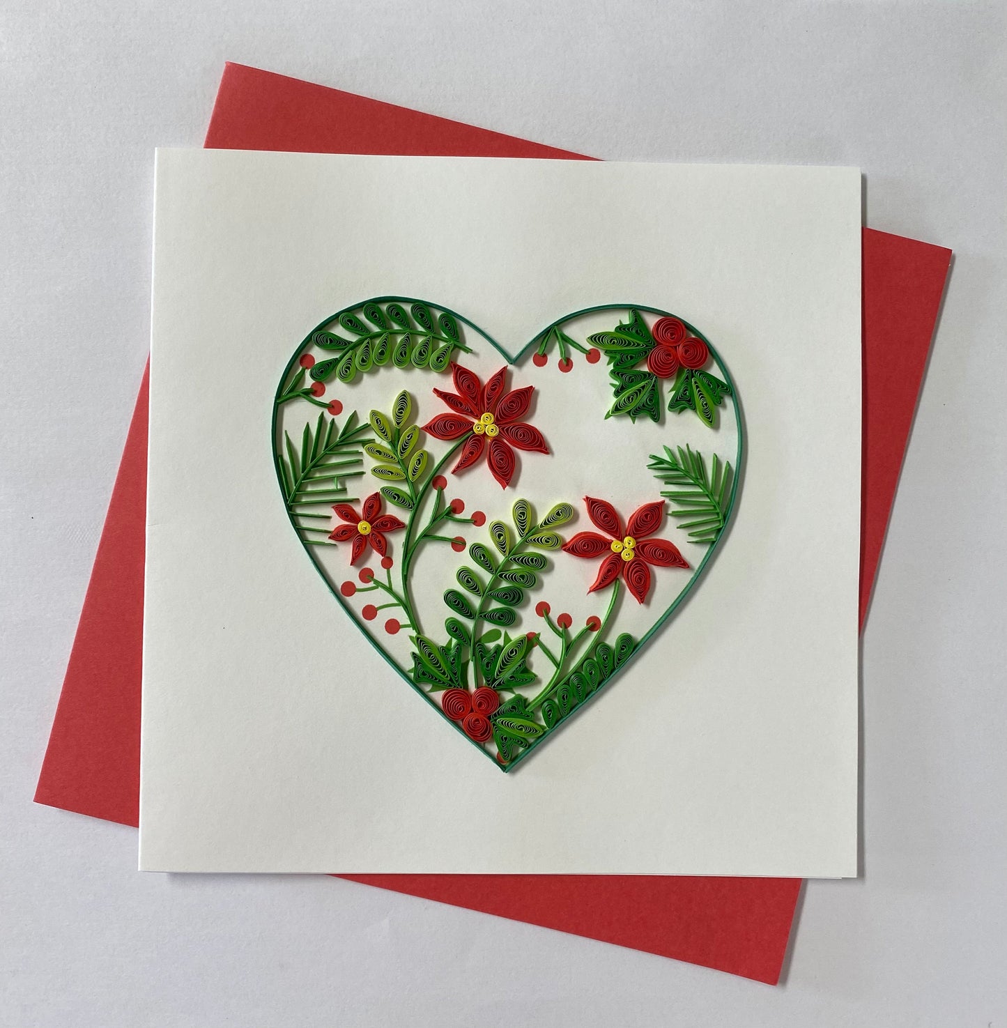 Hand Quilled Greeting Card Floral Heart #QC10945