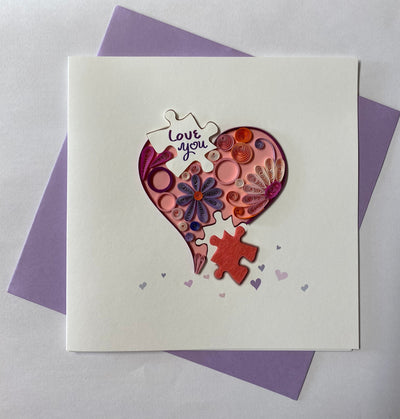 Hand Quilled Greeting Card Love You #QC10994