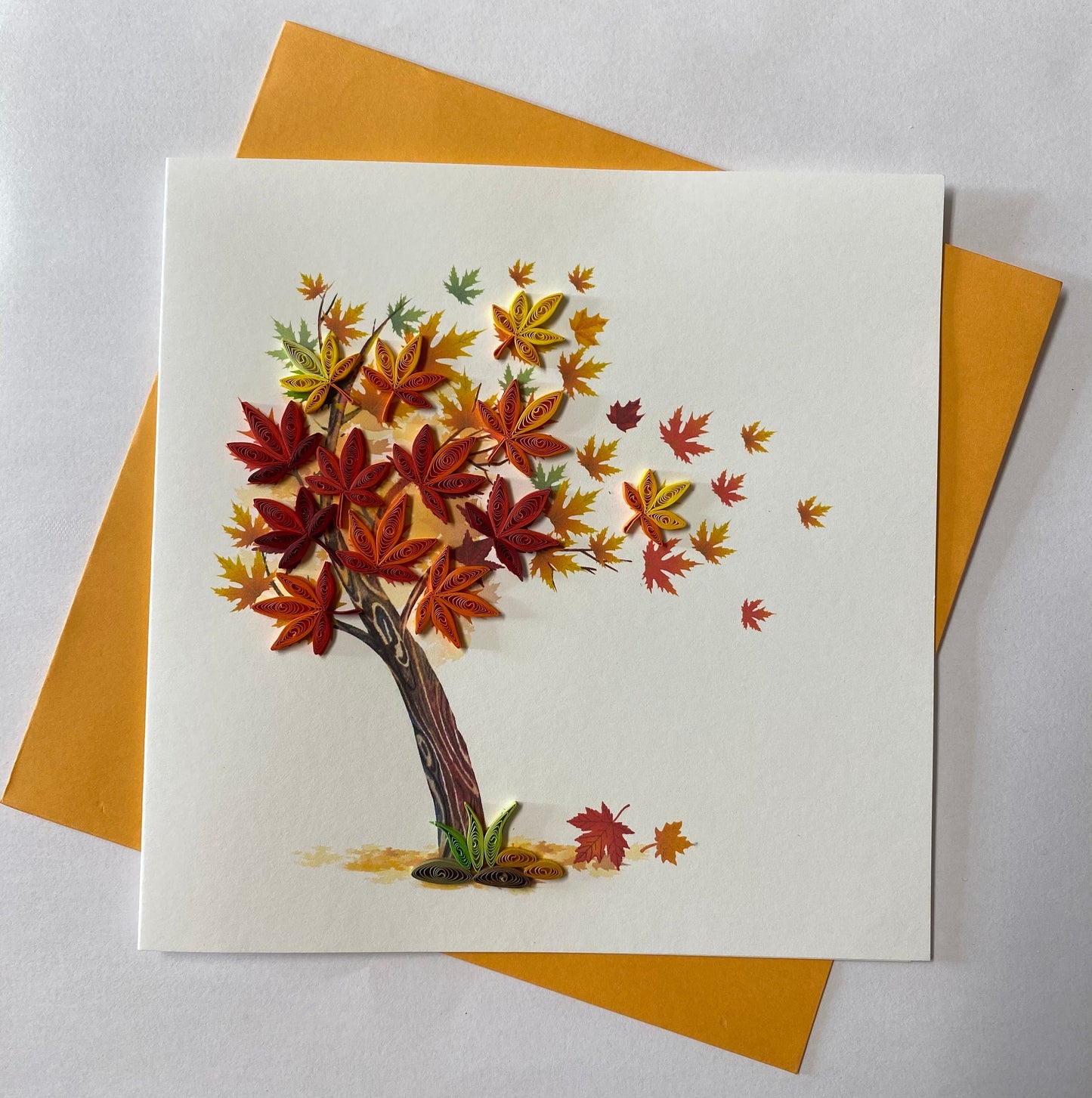 Hand Qulled Greeting Card Fall Tree #QC10991