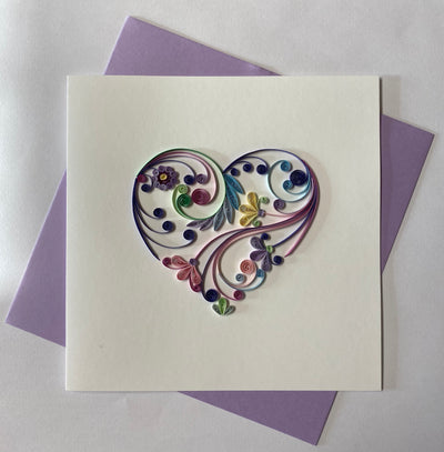 Hand Quilled Greeting Card Heart #QC
