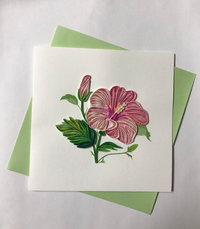 Hand Quilled Greeting Card Hibiscus #10620