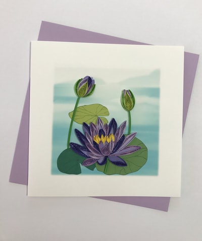 Hand Quilled Greeting Card Lotus Flower #QC10343