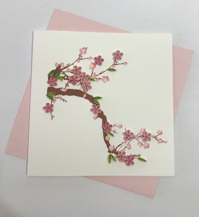 Hand Quilled Greeting Card Redbud #10347