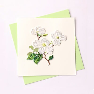 Hand Quilled Greeting Card Dogwood Flower #QC10440