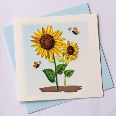 Hand Quilled Greeting Card Sunflower #QC10423